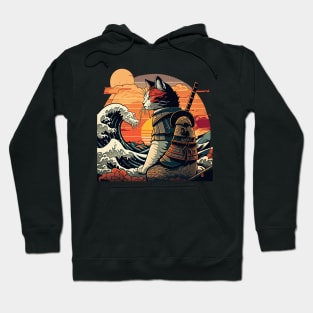 Samurai Cat vs The Great Wave Hoodie